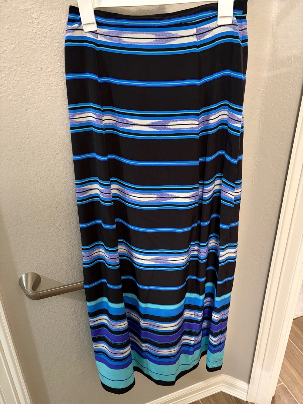 Yumi Kim Black Maxi Skirt with Blue, Teal & Purple Stripes